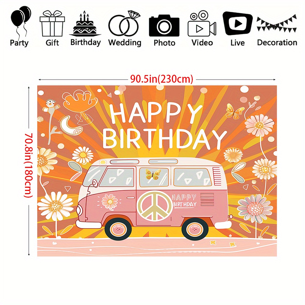 Retro 70's hippie theme Happy  - огляд і ціна Party Games Bus